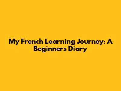 My French Learning Journey: A Beginner's Diary