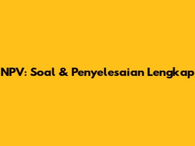 NPV: Soal & Penyelesaian Lengkap