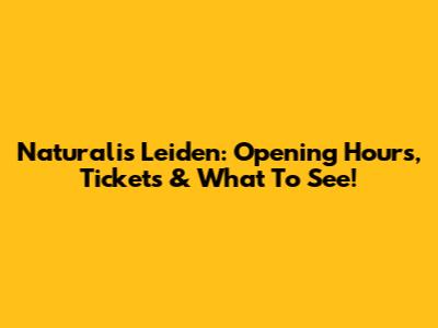 Naturalis Leiden: Opening Hours, Tickets & What To See!