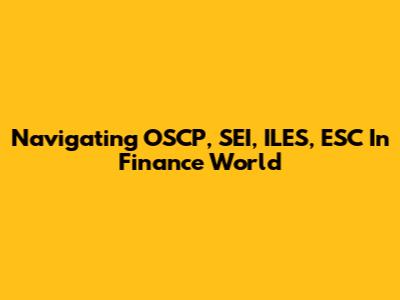 Navigating OSCP, SEI, ILES, ESC In Finance World