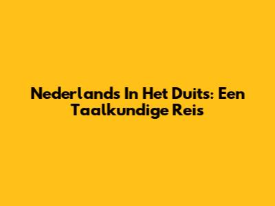 Nederlands In Het Duits: Een Taalkundige Reis