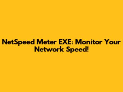 NetSpeed Meter EXE: Monitor Your Network Speed!