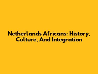 Netherlands Africans: History, Culture, And Integration