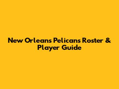 New Orleans Pelicans Roster & Player Guide