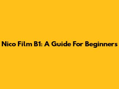 Nico Film B1: A Guide For Beginners