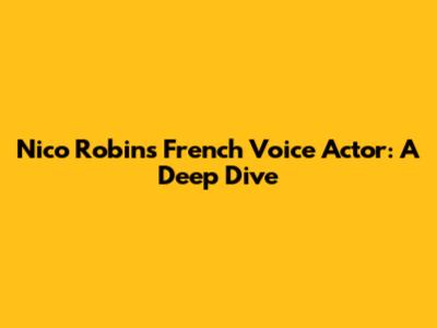 Nico Robin's French Voice Actor: A Deep Dive
