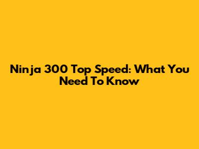 Ninja 300 Top Speed: What You Need To Know