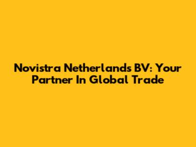 Novistra Netherlands BV: Your Partner In Global Trade