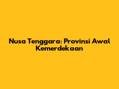 Nusa Tenggara: Provinsi Awal Kemerdekaan