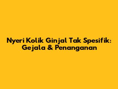 Nyeri Kolik Ginjal Tak Spesifik: Gejala & Penanganan