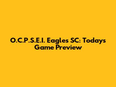 O.C.P.S.E.I. Eagles SC: Today's Game Preview