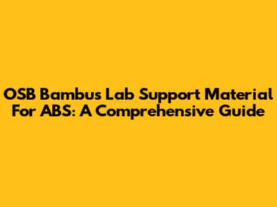 OSB Bambus Lab Support Material For ABS: A Comprehensive Guide