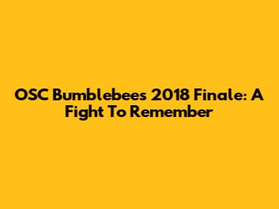 OSC Bumblebees' 2018 Finale: A Fight To Remember