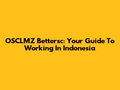 OSCLMZ Bettersc: Your Guide To Working In Indonesia