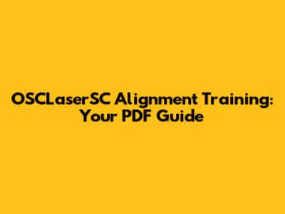 OSCLaserSC Alignment Training: Your PDF Guide