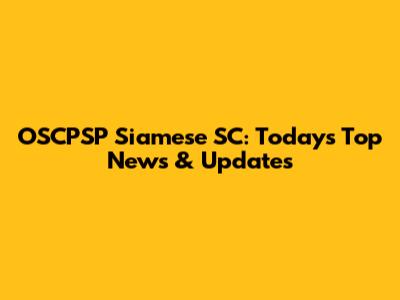 OSCPSP Siamese SC: Today's Top News & Updates