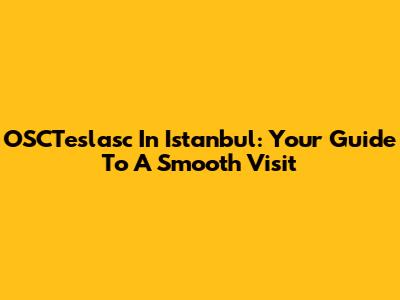 OSCTeslasc In Istanbul: Your Guide To A Smooth Visit