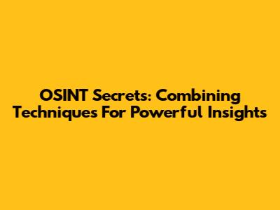 OSINT Secrets: Combining Techniques For Powerful Insights