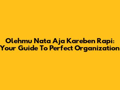 Olehmu Nata Aja Kareben Rapi: Your Guide To Perfect Organization
