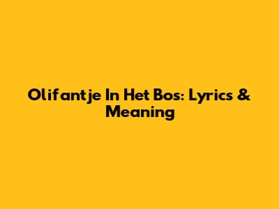 Olifantje In Het Bos: Lyrics & Meaning