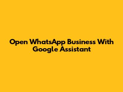 Open WhatsApp Business With Google Assistant