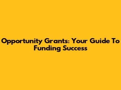 Opportunity Grants: Your Guide To Funding Success