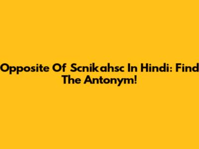Opposite Of 'Scnikahsc' In Hindi: Find The Antonym!
