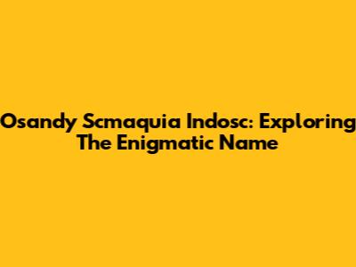 Osandy Scmaquia Indosc: Exploring The Enigmatic Name