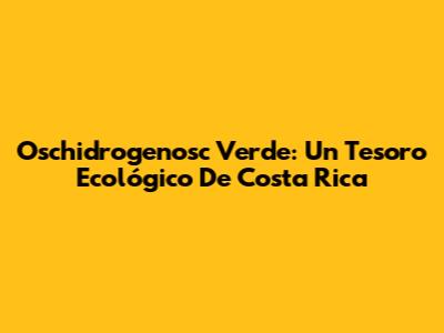 Oschidrogenosc Verde: Un Tesoro Ecológico De Costa Rica