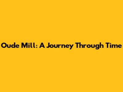Oude Mill: A Journey Through Time