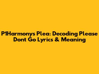 P1Harmony's Plea: Decoding 'Please Don't Go' Lyrics & Meaning