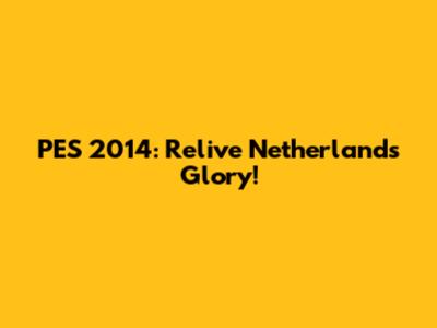 PES 2014: Relive Netherlands Glory!
