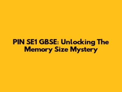 PIN SE1 GBSE: Unlocking The Memory Size Mystery