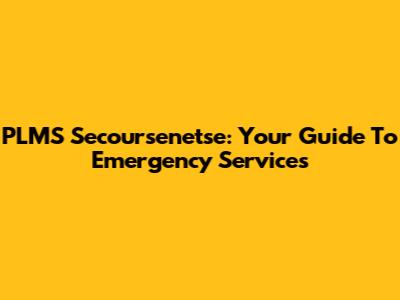 PLMS Secoursenetse: Your Guide To Emergency Services