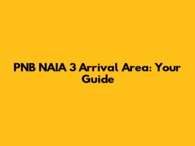 PNB NAIA 3 Arrival Area: Your Guide