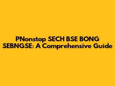 PNonstop SECH BSE BONG SEBNGSE: A Comprehensive Guide