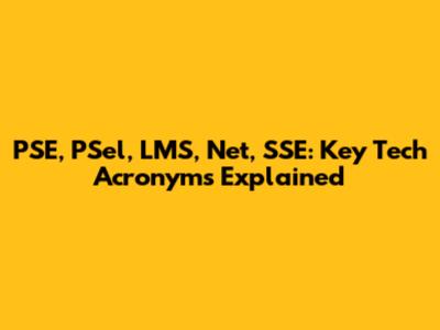 PSE, PSel, LMS, Net, SSE: Key Tech Acronyms Explained