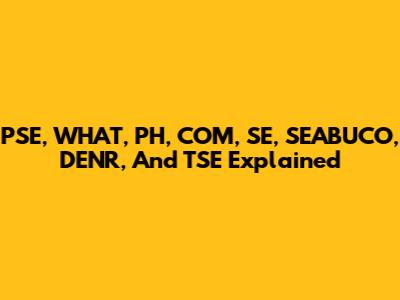 PSE, WHAT, PH, COM, SE, SEABUCO, DENR, And TSE Explained