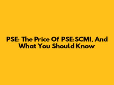 PSE: The Price Of PSE:SCMI, And What You Should Know