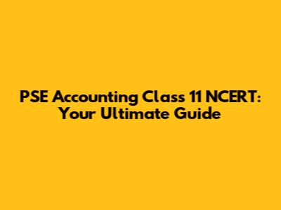 PSE Accounting Class 11 NCERT: Your Ultimate Guide