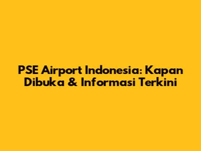 PSE Airport Indonesia: Kapan Dibuka & Informasi Terkini