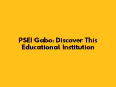 PSEI Gabo: Discover This Educational Institution