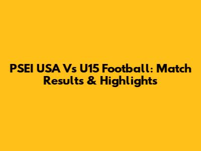 PSEI USA Vs U15 Football: Match Results & Highlights