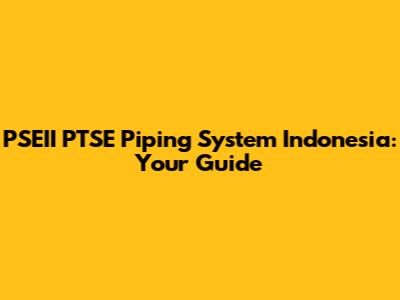 PSEII PTSE Piping System Indonesia: Your Guide