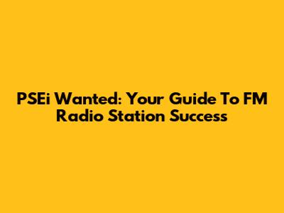 PSEi Wanted: Your Guide To FM Radio Station Success