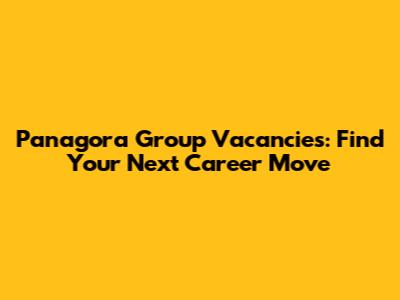 Panagora Group Vacancies: Find Your Next Career Move