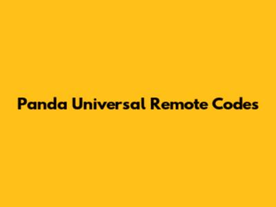Panda Universal Remote Codes
