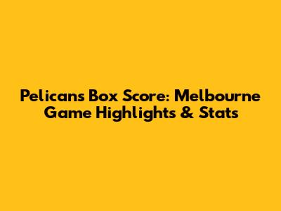 Pelicans Box Score: Melbourne Game Highlights & Stats