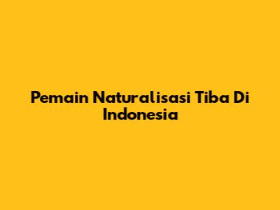 Pemain Naturalisasi Tiba Di Indonesia