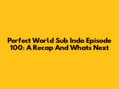 Perfect World Sub Indo Episode 100: A Recap And What's Next